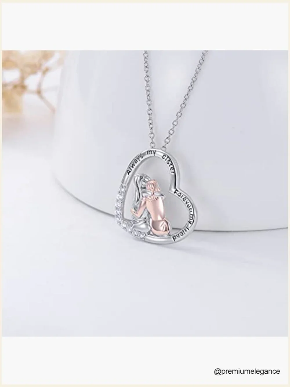 Sterling Silver Sister Necklace Pendant 18+2